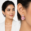 Emerald Glow Rivoli Stud Earrings - Rose pink