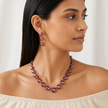 Fuchsia Heart Crystal Necklace Set - Fuchsia