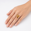 Amber Cube Cluster Ring