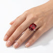Midnight Onyx Cushion Ring - Rich Pink