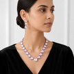 Fuchsia Heart Crystal Necklace Set - Mauve