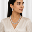 Soft Blush Square Crystal Necklace Set - Ivory Pearl