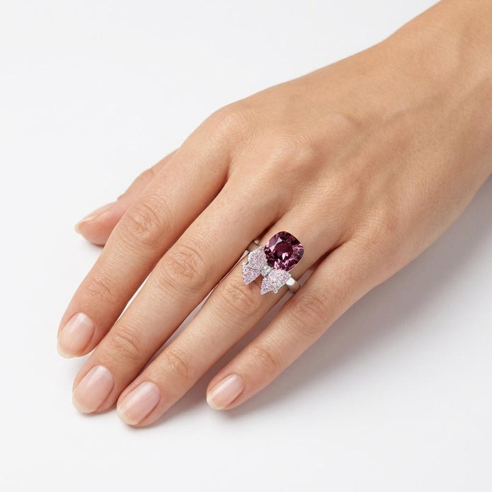 Blue Bow Cushion Ring - Lavender
