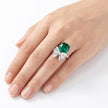 Blue Bow Cushion Ring - Emerald Green