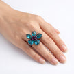 Midnight Teal Blossom Ring