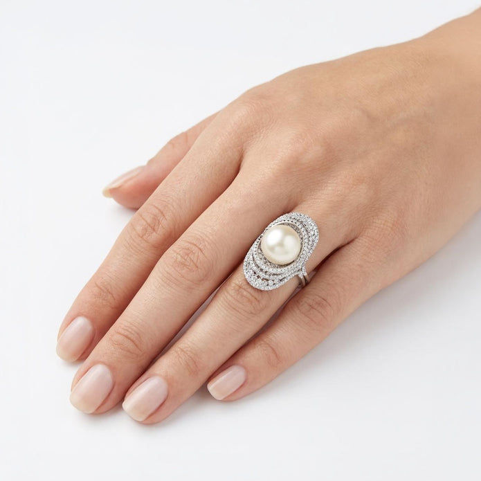 Celestial Pearl Orbit Ring