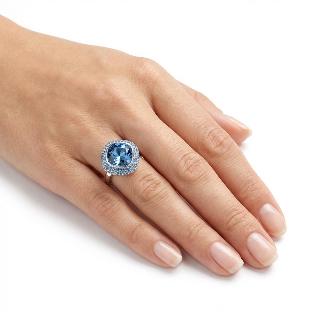 Blue Halo Dome Ring - Deep Blue