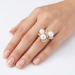 Tri-Gold Pearl Cluster Ring