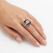 Aurora Crystal Cushion Ring - Black