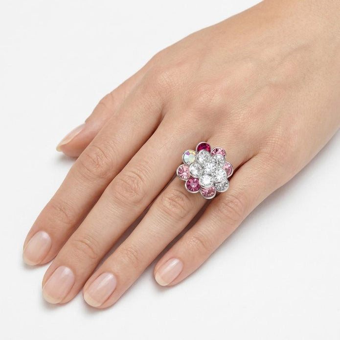 Emerald Blossom Cluster Ring - Pink