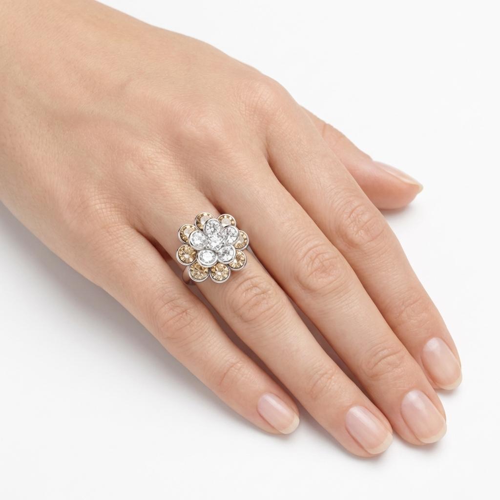 Emerald Blossom Cluster Ring - Gold