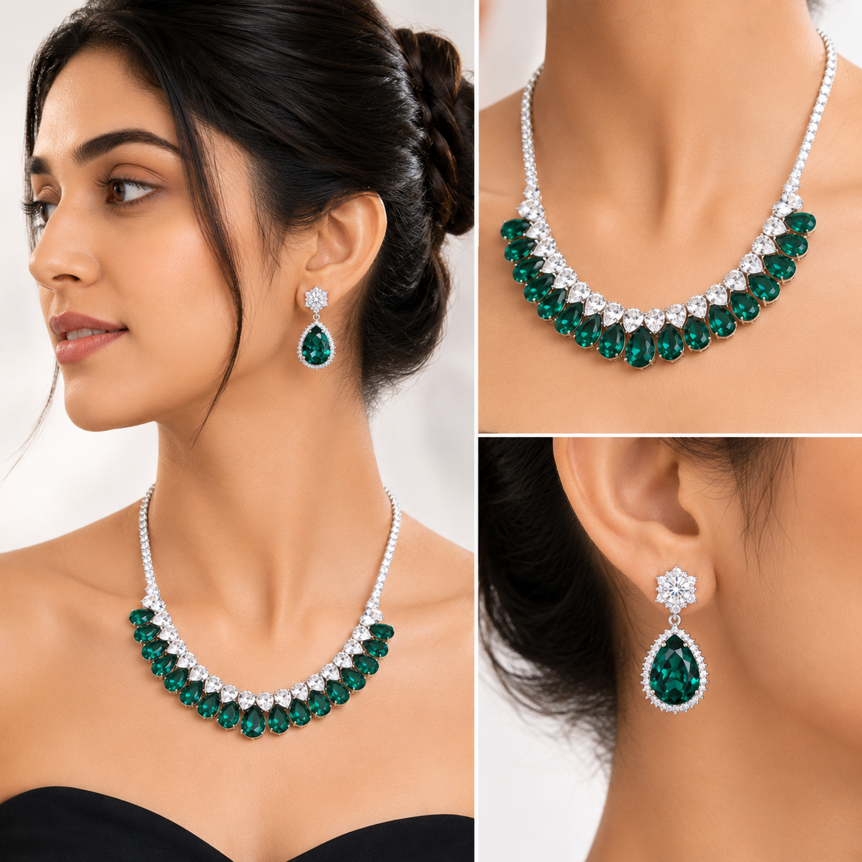 Mauve Cascade Bib Necklace Set - Amethyst