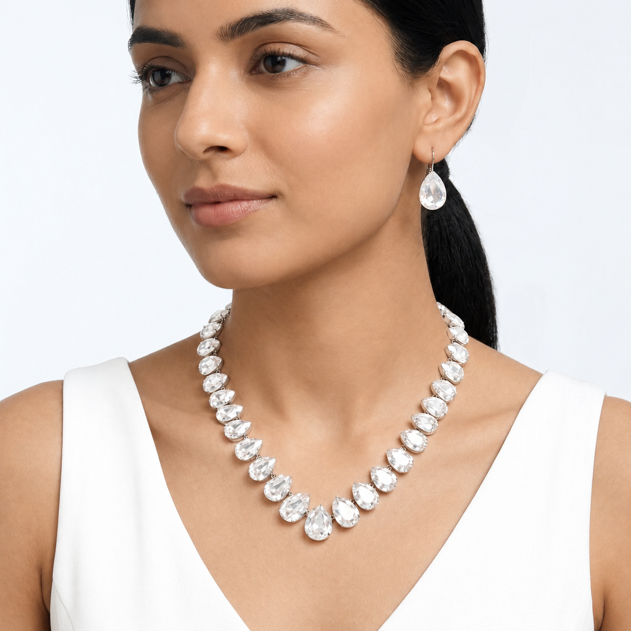 Blush Royale Tennis Necklace Set - Blush pink