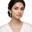 Clear Princess-Cut Square CZ Tennis Necklace & Drop Earring Set