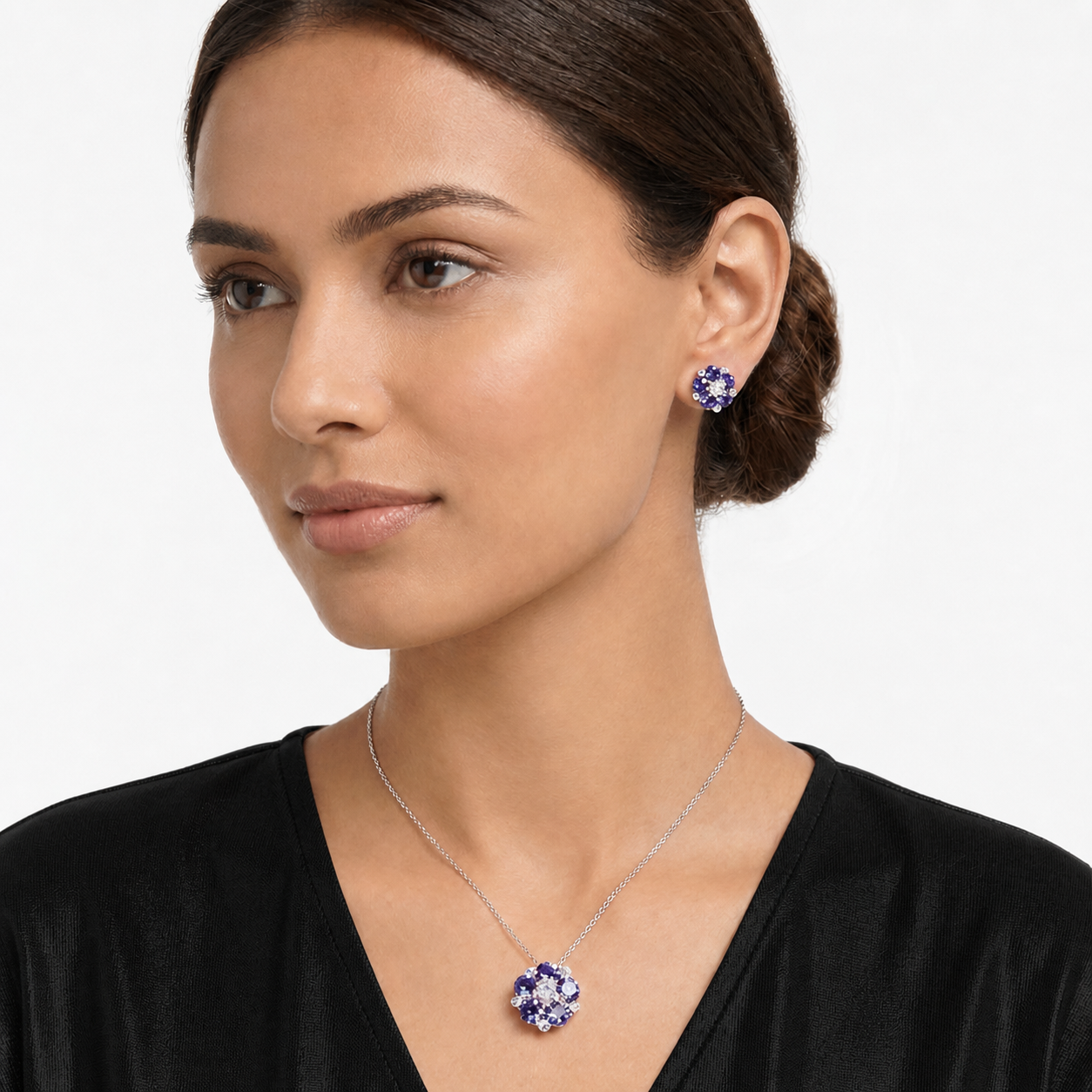 Royal Kundan Pendant - Sky Blue