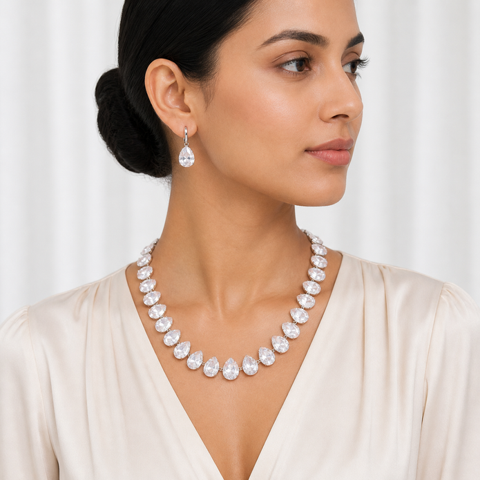 Blush Royale Tennis Necklace Set - Rose Quartz