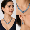 Blush Royale Tennis Necklace Set - Sky Blue