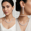 Clear Cushion-Cut CZ Tennis Necklace & Drop Earring Set