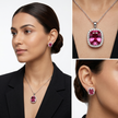 Golden Petals Pendant - Ruby Pink