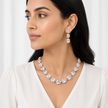 Aqua Dream Oval Crystal Necklace Set - Clear
